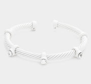 RHINESTONES TWISTED CUFF BRACELET