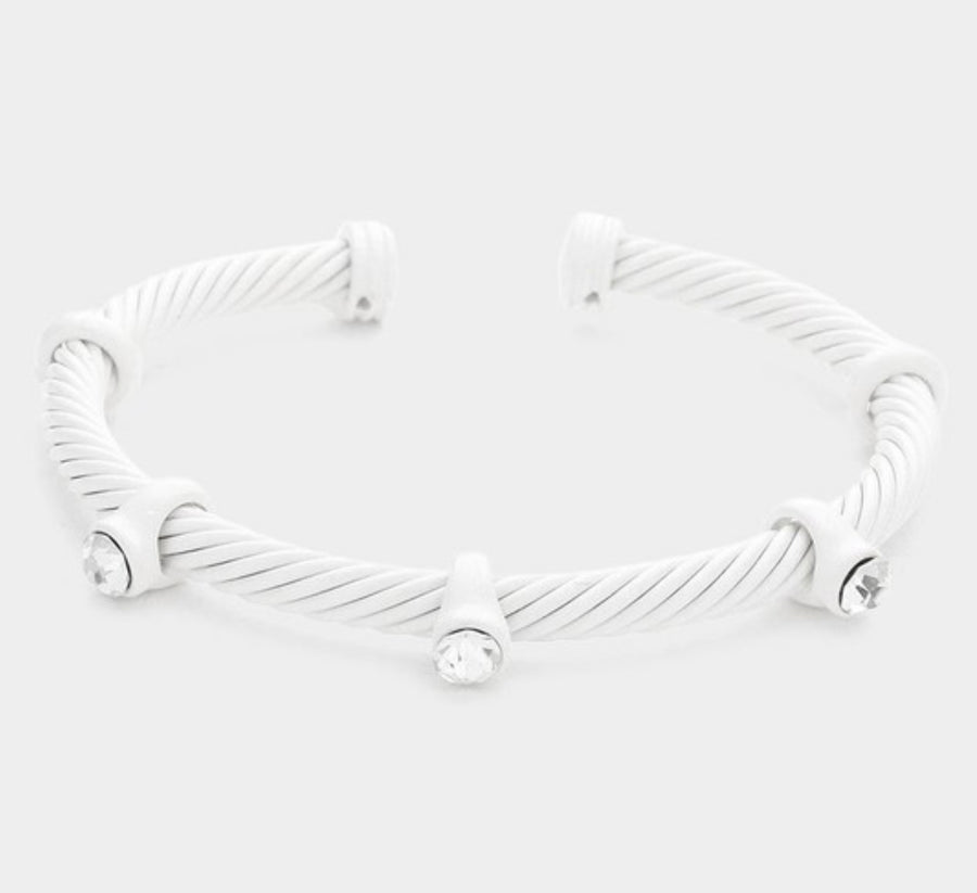 RHINESTONES TWISTED CUFF BRACELET
