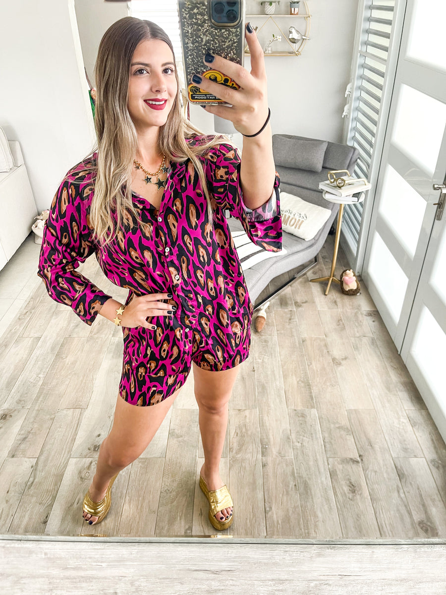 LEOPARD SATIN SHORT SET