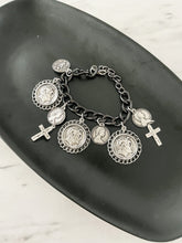 Load image into Gallery viewer, BLACK SILVER COIN BRACELET
