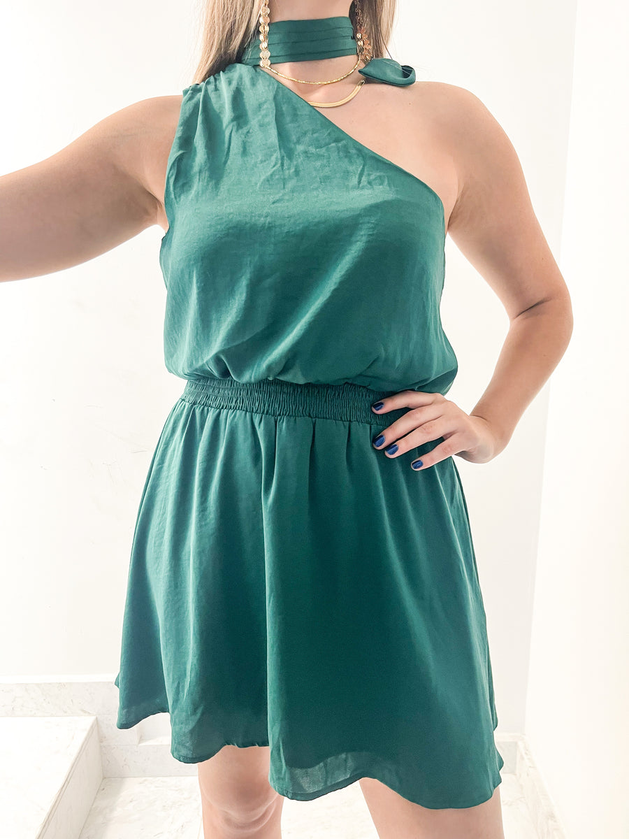 SATIN ONE SHOULDER DRESS