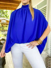 SOLID MOCK NECK CAFTAN BLOUSE